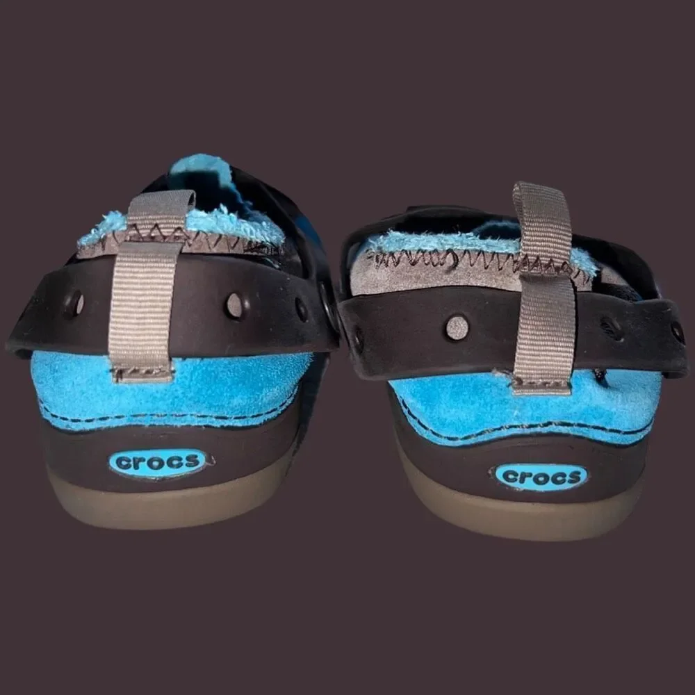 Youth Crocs Dawson Faux Fur Blue Brown SEF1554 J 1 Size Kids 1